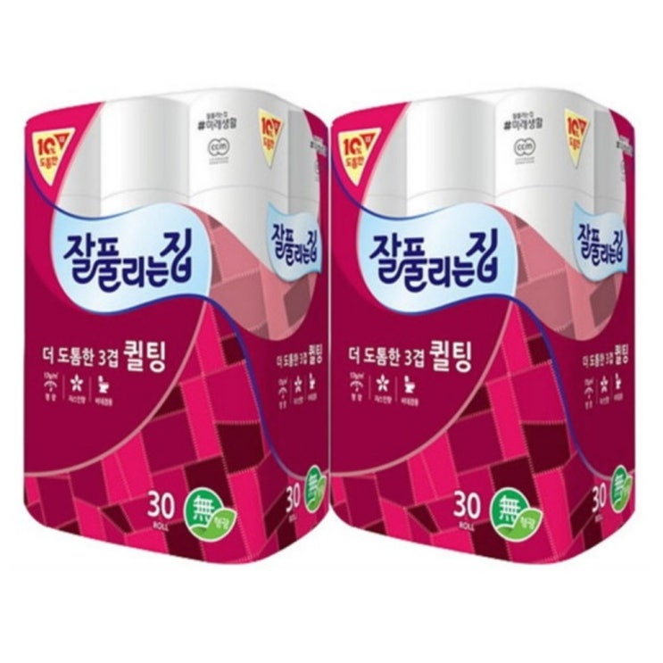 가성비 뛰어난 잘풀리는집 더 도톰한 3겹 퀼팅 롤화장지 30m, 2팩, 30롤 추천해요 가성비 뛰어난 잘풀리는집 더 도톰한 3겹 퀼팅 롤화장지 30m, 2팩, 30롤 추천해요