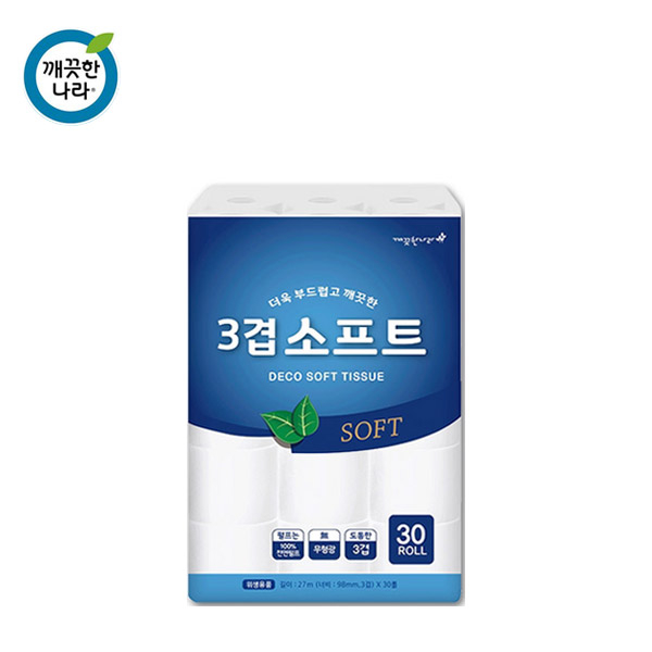 인지도 있는 깨끗한나라 소프트 3겹 롤화장지(27mx30롤) 롤화장지, 1팩 좋아요 인지도 있는 깨끗한나라 소프트 3겹 롤화장지(27mx30롤) 롤화장지, 1팩 좋아요