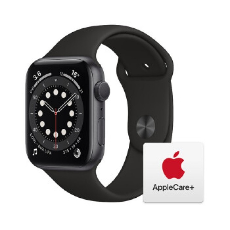 잘팔리는 Apple Watch Series 6 스마트워치 GPS타입 44mm 다크그레이 알루미늄 케이스 블랙 스포티한 밴드 ···
