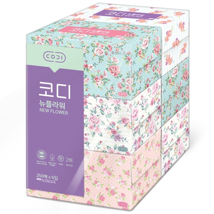 선호도 높은 코디 뉴플라워 천연펄프 미용티슈 250매, 6개 추천해요 선호도 높은 코디 뉴플라워 천연펄프 미용티슈 250매, 6개 추천해요