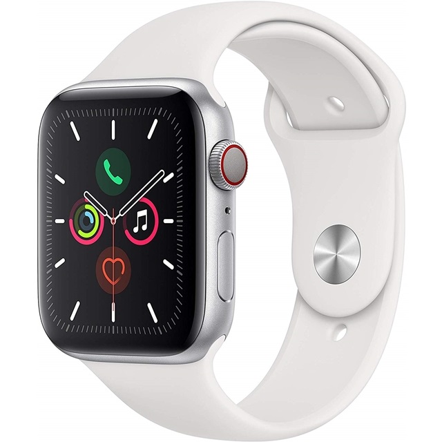 인기있는 애플 Apple Watch Series 5 (GPS + Cellular) 44mm Silver Aluminum Case with White Sport Band - (MWV