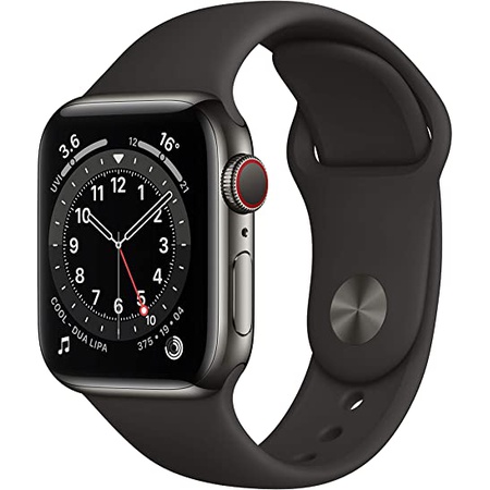 인기 급상승인 Apple Store 방문 New Apple Watch Series 6 (GPS + Cellular 40mm)-흑연 스테인리스 스틸 케이스와 검은, One Color