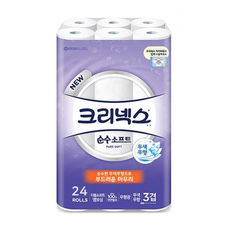 후기가 정말 좋은 크리넥스 3겹 순수소프트 27m 롤화장지, 24롤, 1팩 좋아요 후기가 정말 좋은 크리넥스 3겹 순수소프트 27m 롤화장지, 24롤, 1팩 좋아요