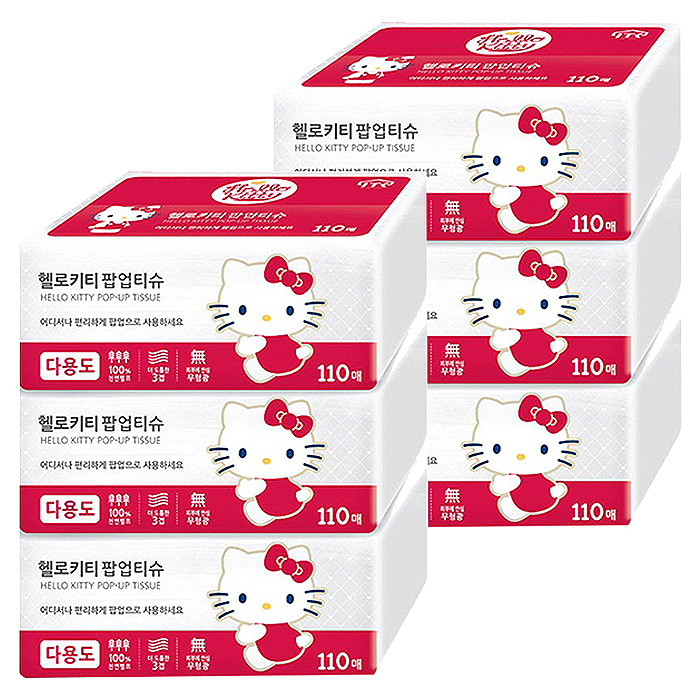 인기있는 헬로키티 팝업 천연펄프 미용티슈 3겹 레드 3p, 110매, 2세트 ··· 인기있는 헬로키티 팝업 천연펄프 미용티슈 3겹 레드 3p, 110매, 2세트 ···