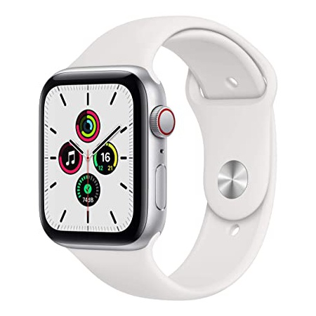 잘나가는 Apple Store 방문 Apple Watch SE GPS + Cellular 44mm 실버 알루미늄 케이스 (흰색 스포츠 밴드 포함)-, 한 가지 색상_44mm - f