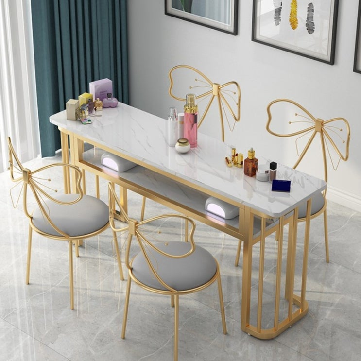 선택고민 해결 대리석 패턴 네일샵 테이블 네일케어 네일테이블 좁고긴테이블 홈 카페 식탁 패디 매니큐어 단일 더블 간단한 현대 테이블 유럽 스타일의 네일 테이블과 의자 세트 특별 경