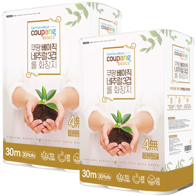 선호도 좋은 쿠팡베이직 네추럴 3겹 천연펄프 롤화장지 30m, 30롤, 2팩 추천합니다 선호도 좋은 쿠팡베이직 네추럴 3겹 천연펄프 롤화장지 30m, 30롤, 2팩 추천합니다