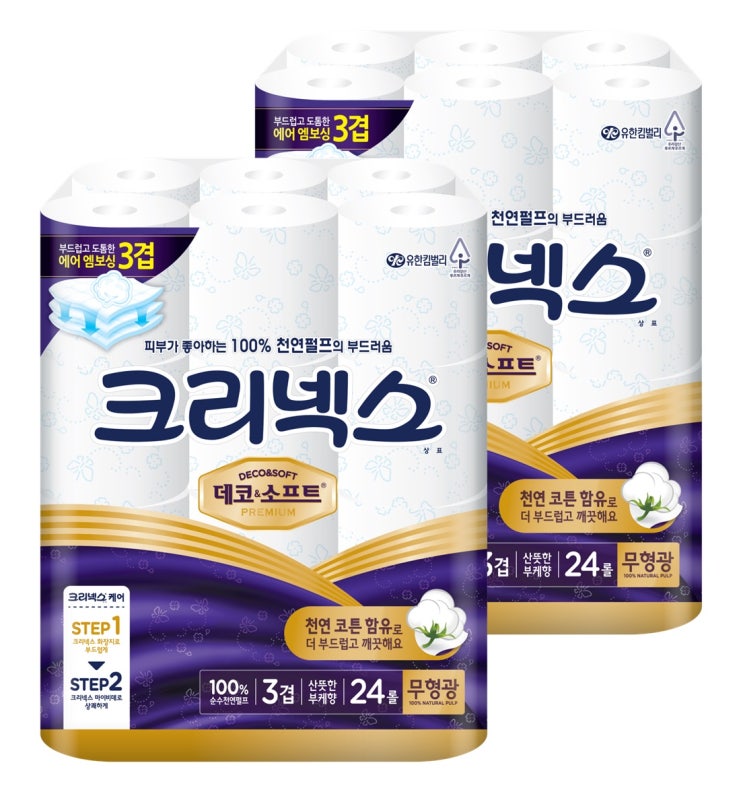 갓성비 좋은 크리넥스 천연펄프 데코 앤 소프트 롤화장지 35m, 24개, 2팩 좋아요 갓성비 좋은 크리넥스 천연펄프 데코 앤 소프트 롤화장지 35m, 24개, 2팩 좋아요