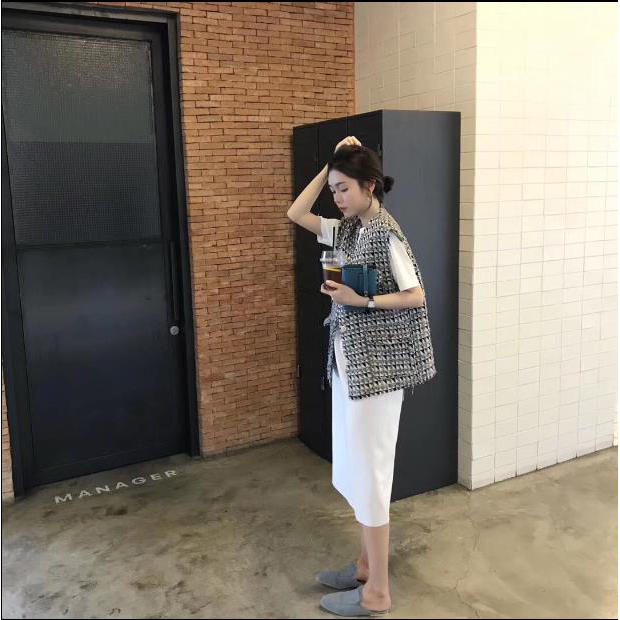  리뷰가 좋은 애니샵 박시핏 트위드 베스트 1#77 ···