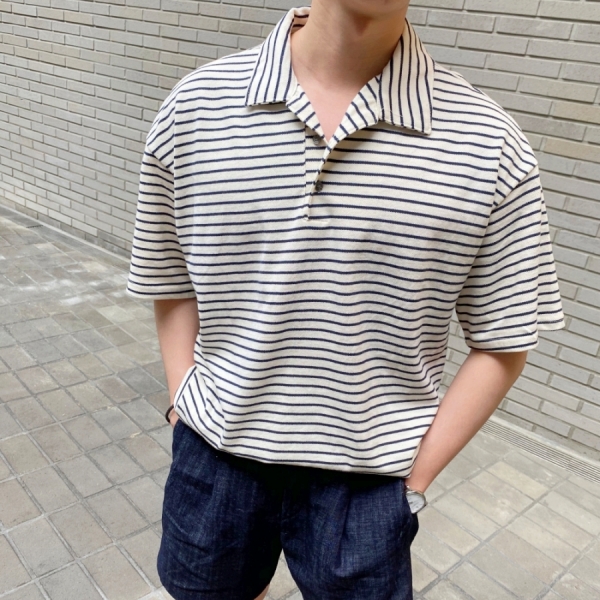  남자 여름 스트라이프 단가라 오버핏 피케 PK 카라티 코디 추천