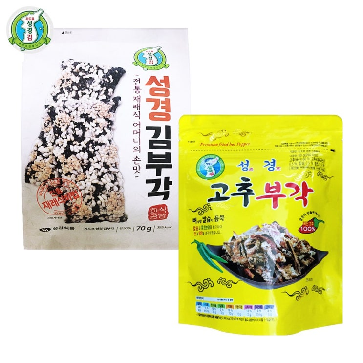 많이 팔린 예이니식품 지도표 성경 김부각70g 1개+고추부각60g 1개 (총2개), 1세트 추천합니다