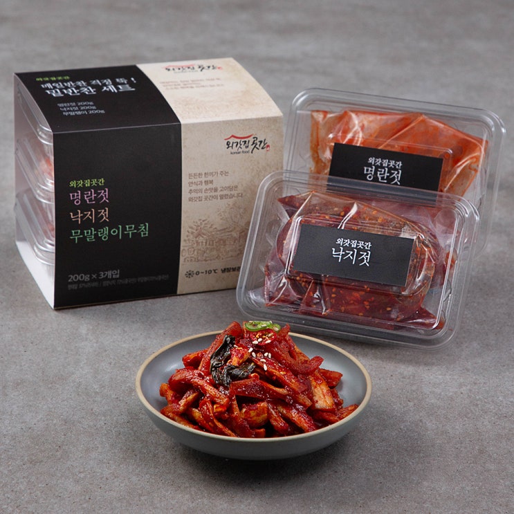 후기가 좋은 외갓집곳간 매일반찬 걱정 뚝 명란젓 200g + 낙지젓 200g + 무말랭이무침 200g, 1세트 추천합니다 후기가 좋은 외갓집곳간 매일반찬 걱정 뚝 명란젓 200g + 낙지젓 200g + 무말랭이무침 200g, 1세트 추천합니다
