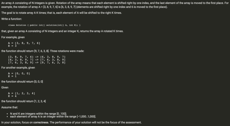  Codility Arrays : CyclicRotation Java (코딜리티 자바)