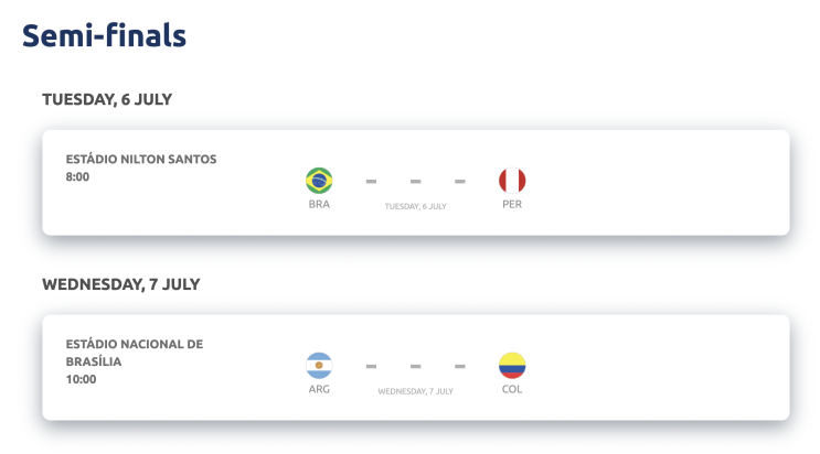 <코파 아메리카 2021> Copa America 2021 준결승 대진표, 경기 일정 (한국시간) <코파 아메리카 2021> Copa America 2021 준결승 대진표, 경기 일정 (한국시간)