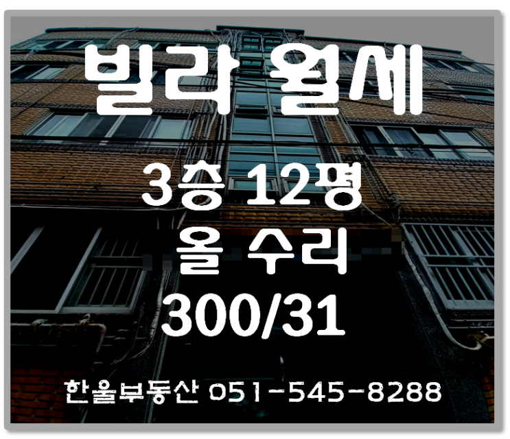  부산반송 깨끗한 빌라월세 300/31
