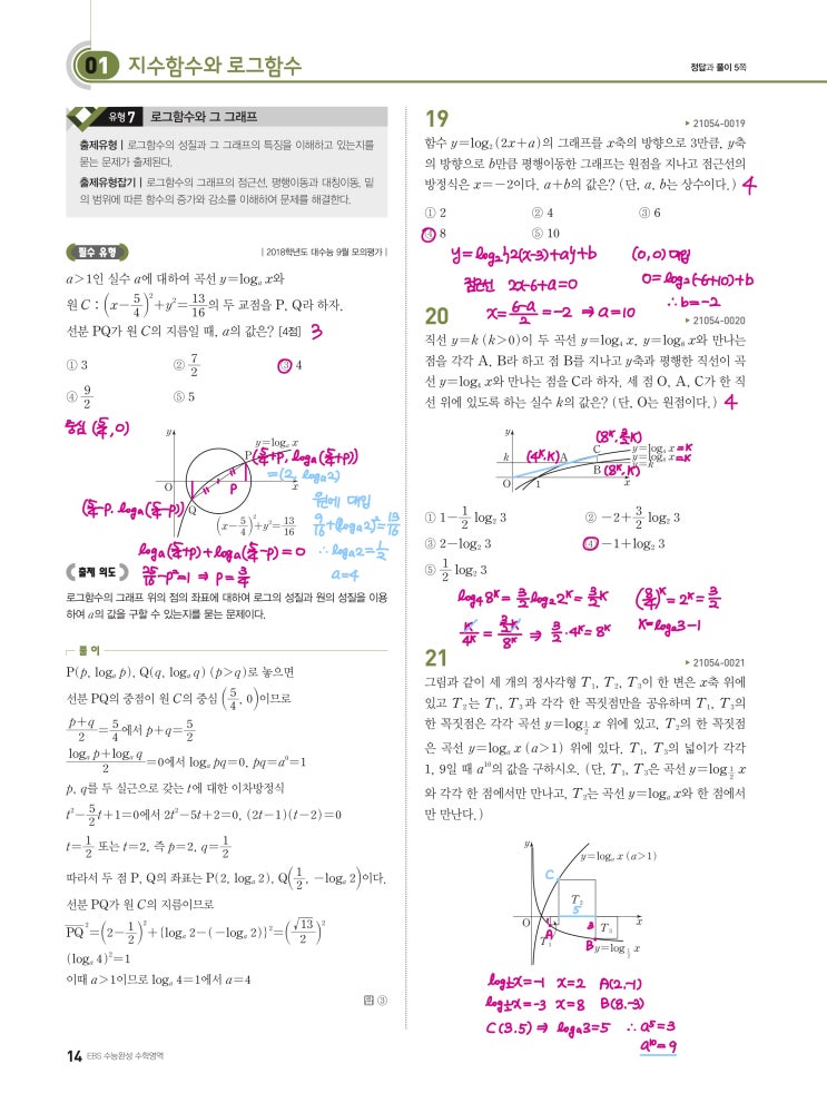 수능완성 확률과 통계 p14) 01 지수함수와 로그함수 유형7 문제 및 풀이 수능완성 확률과 통계 p14) 01 지수함수와 로그함수 유형7 문제 및 풀이