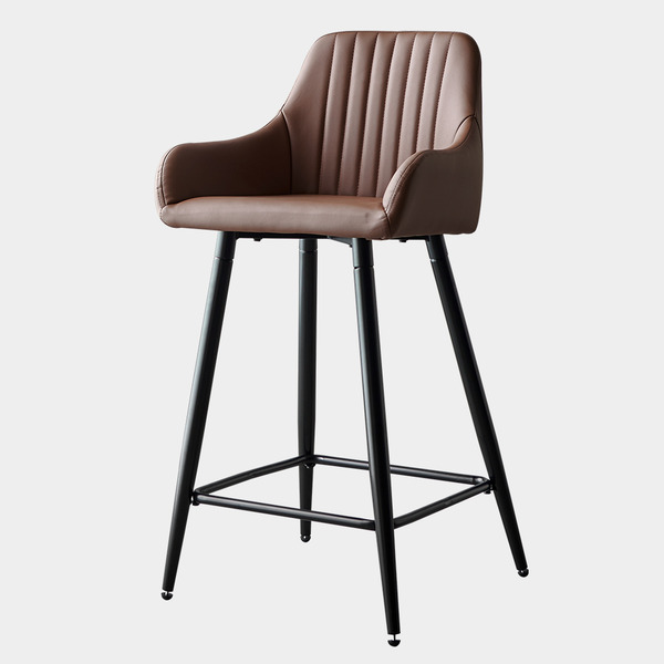 핵가성비 좋은 가구로드 퀸암 아일랜드 식탁의자 바의자 높은의자 홈바의자 가죽쿠션, 시트높이(60cm)-브라운 ···