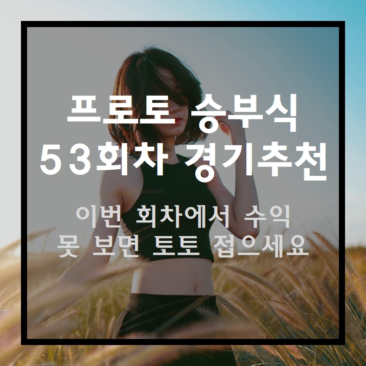프로토 승부식 53회차 무료 경기 추천