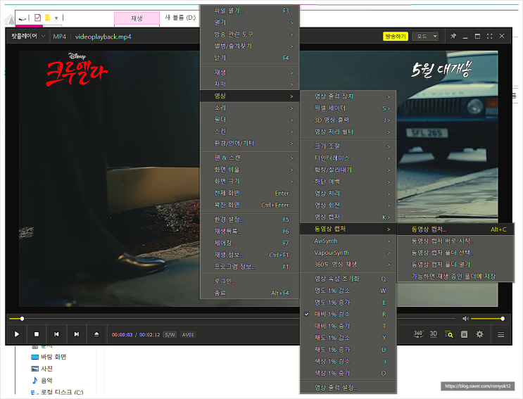  다음 팟플레이어 동영상 캡처와 gif 애니메이션(움짤) 캡처 2