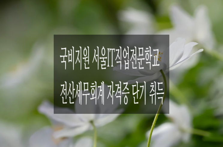  국비지원 서울IT직업전문학교 전산세무회계 자격증 단기 취득