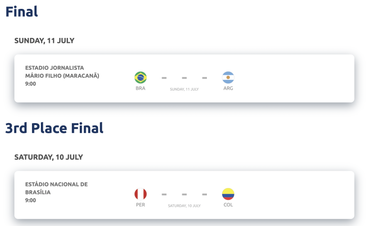 <2021 코파 아메리카> Copa America 2021 결승전, 3위 결정전 경기 일정 (한국 시간) <2021 코파 아메리카> Copa America 2021 결승전, 3위 결정전 경기 일정 (한국 시간)