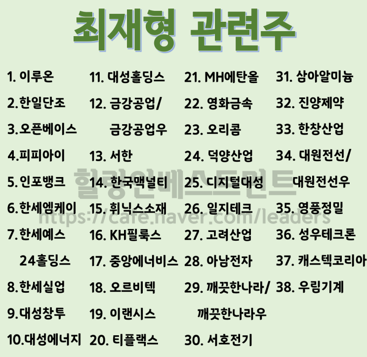  최재형 관련주 테마주 정치주 총정리