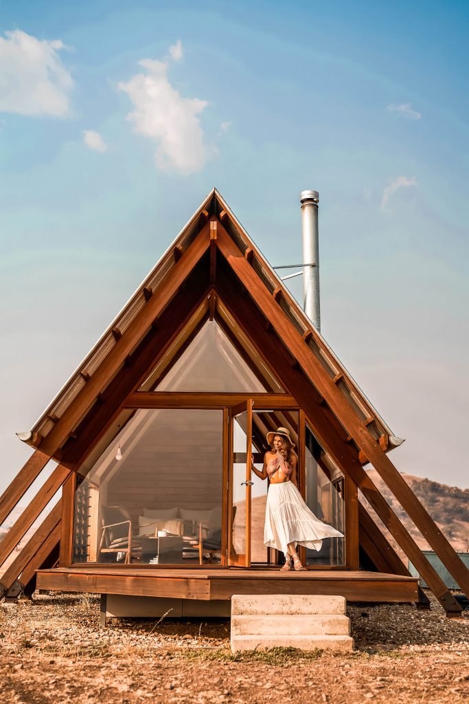 삼각 텐트 형태 A형 접목 박공지붕 캐빈하우스 짓기