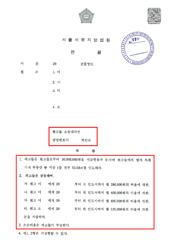  유익비지급청구와 명도소송 전부 승소한 성공 사례