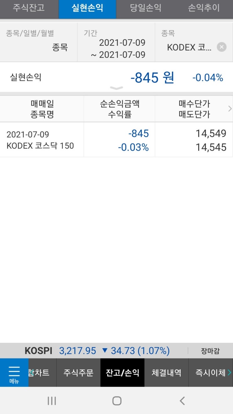  KODEX 코스닥 150 매도.