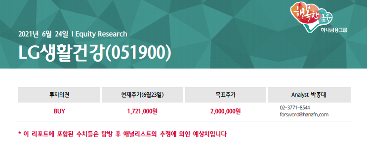 LG생활건강(051900) 기업분석 LG생활건강(051900) 기업분석