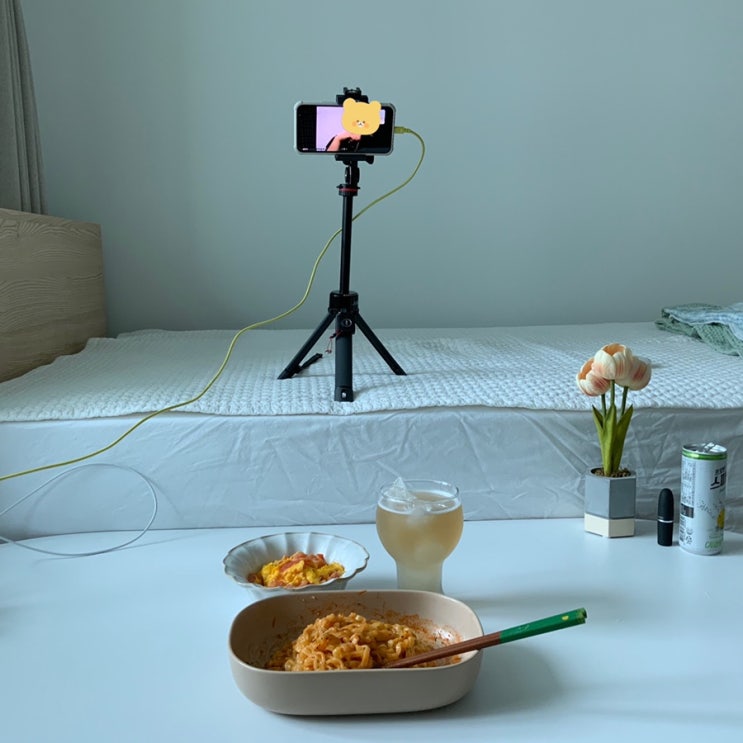  210710 까르보 불닭볶음면, 계란토마토볶음 먹으면서 친구들과 ZOOM 파티