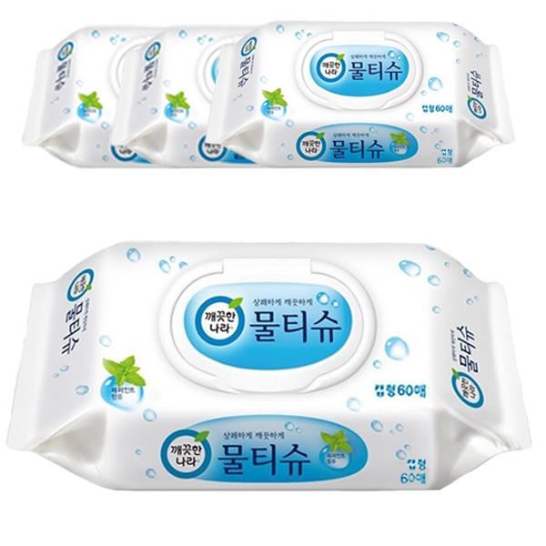 인기 급상승인 깨끗한나라 페퍼민트 물티슈 캡형, 60매, 4팩 ··· 인기 급상승인 깨끗한나라 페퍼민트 물티슈 캡형, 60매, 4팩 ···