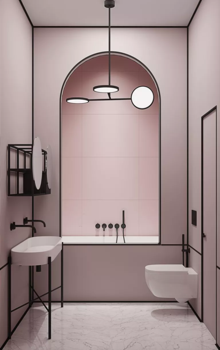 예쁜욕실 러블리 핑크인테리어 모던 핑크 욕실인테리어