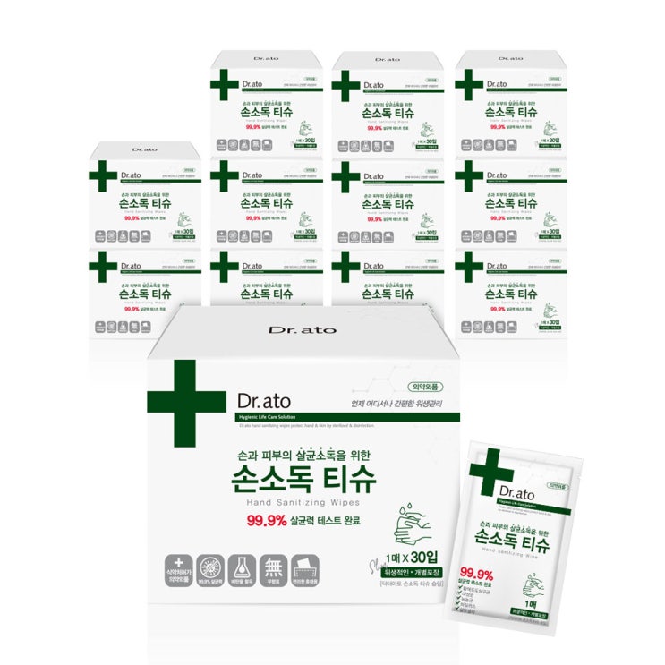 인기 급상승인 닥터아토 휴대용 손소독티슈, 30매, 12팩 좋아요 인기 급상승인 닥터아토 휴대용 손소독티슈, 30매, 12팩 좋아요