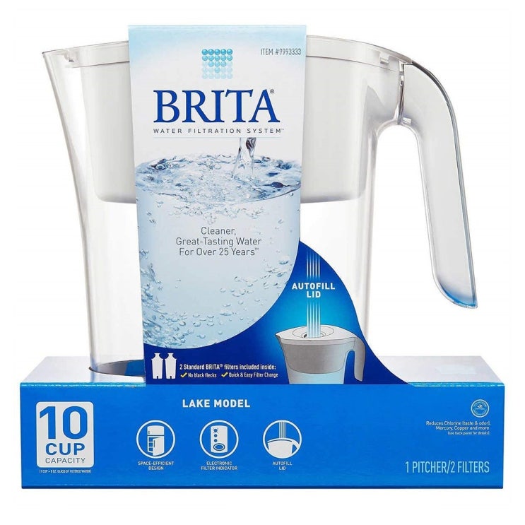  인기있는 Brita Lake Model Pitcher + 2 Filter White 10 Cup 레이크 모델 워터 피처 화이트 추천해요