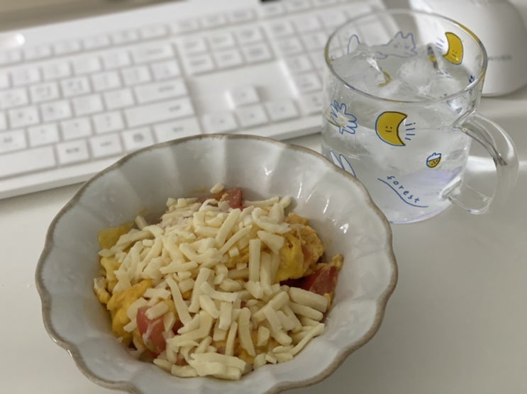  210709 토마토계란볶음, 야끼소바 먹으면서 재택 근무 하기, 몰래 라프텔로 만화 보기
