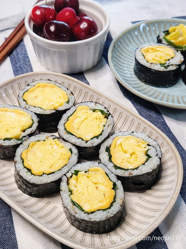 초간단 치즈 계란김밥 만들기 주말 아침메뉴 집김밥 스크램블 듬뿍~ 김밥