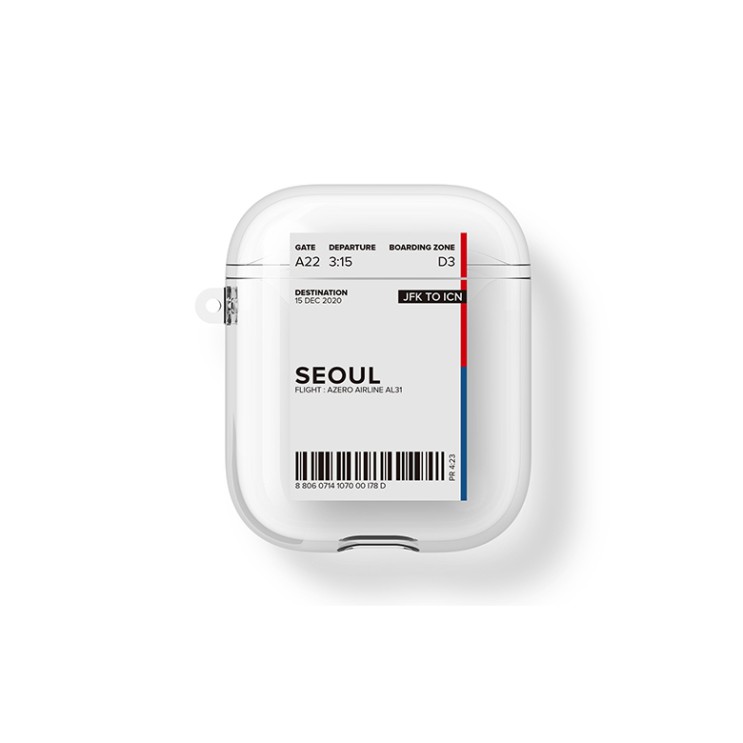 인기 급상승인 플래나 에어플레인 티켓 시리즈 에어팟 1 2세대 TPU 투명 케이스, 1. 서울, 그래픽 좋아요