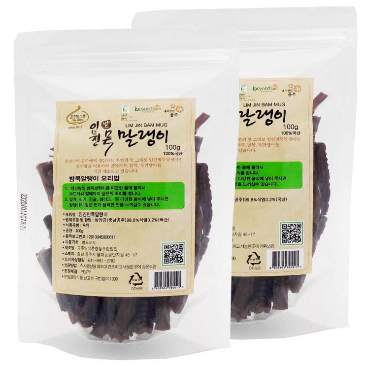 인기 많은 임진묵 밤묵말랭이, 100g, 2개 ···