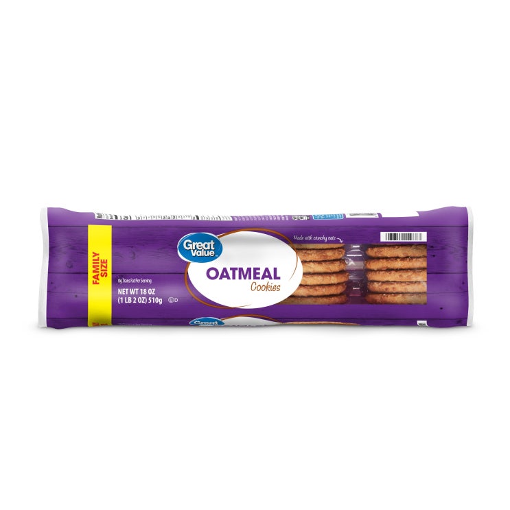 요즘 인기있는 Great Value Oatmeal Cookies Family Size 그레이트 벨류 오트밀 쿠키 스낵 510g(18oz) 3팩 좋아요