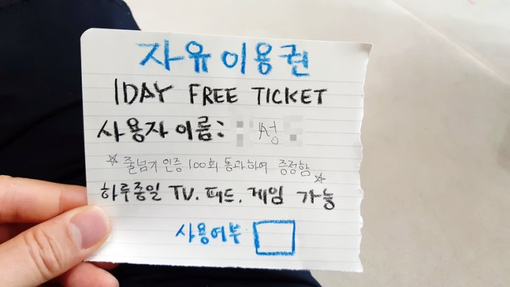아드님에게 1DAY 자유이용권을 만들어 주었다. 아드님에게 1DAY 자유이용권을 만들어 주었다.