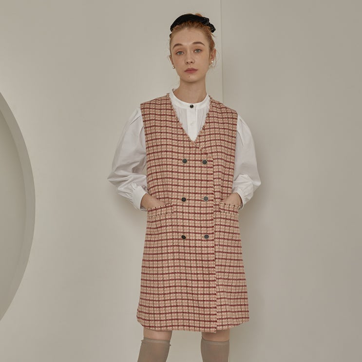 가성비 뛰어난 가니송 Tweed Vest Checked One piece 좋아요 가성비 뛰어난 가니송 Tweed Vest Checked One piece 좋아요