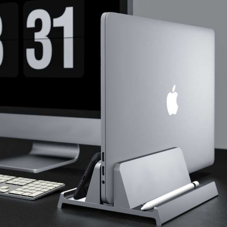 갓성비 좋은 헤이맨 노트북 맥북 맥미니 클램쉘 수직거치 홀더 스탠드 정리 버티컬 받침대, 블랙(PC) 좋아요