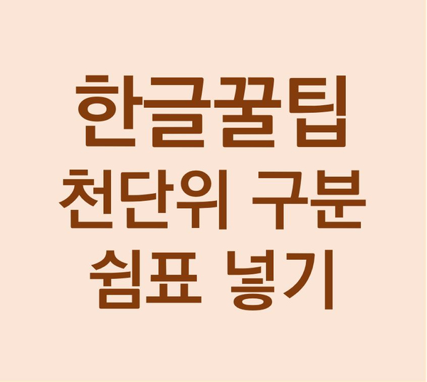 [한글꿀팁] 천단위 구분 쉼표 넣기