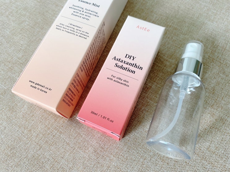  피부를 케어하는 아스떼 에센스 미스트 & DIY 아스타잔틴 솔루션