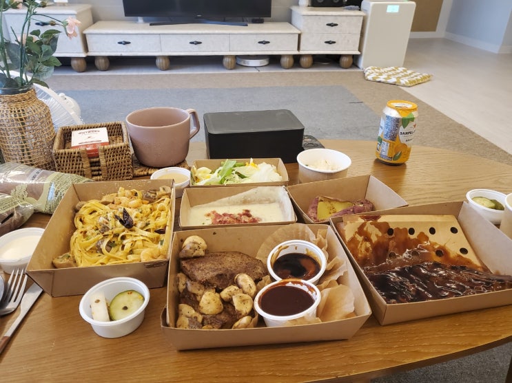  맛있는 점심 김포 아웃백장기점 !!!! 집에서 배달 후기 !