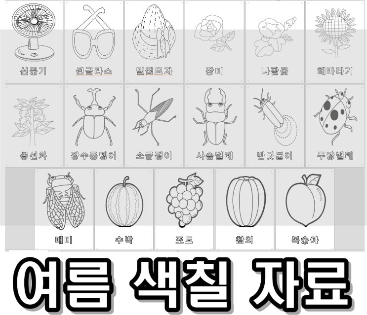  엄마표학습자료 여름관련 색칠공부 모음