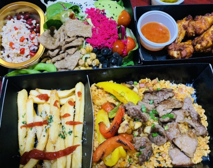  빕스 얌 딜리버리 삼육두유 크림치즈 콩고기 샐러드.