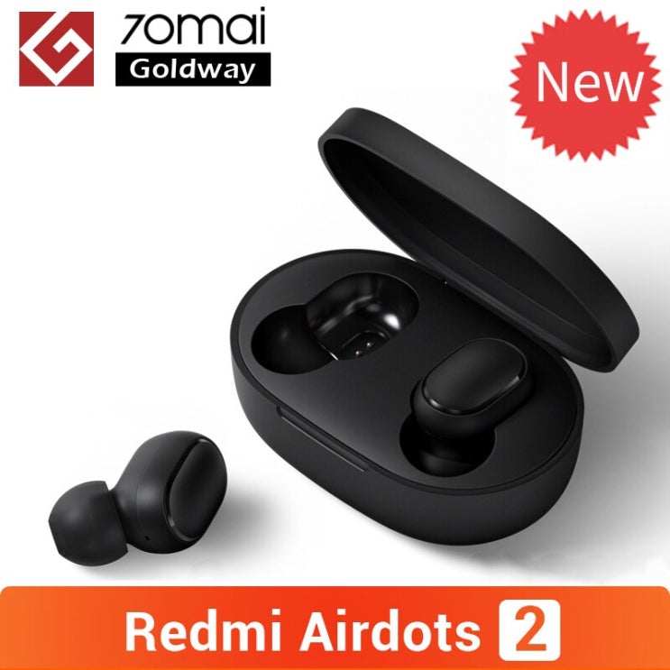 후기가 정말 좋은 글로벌 버전 Xiaomi Redmi AirDots 2 무선 블루투스 5.0 Mi TWS 이어 버드 기본 2 이어폰 왼쪽 오른쪽 낮은 지, Global Versio