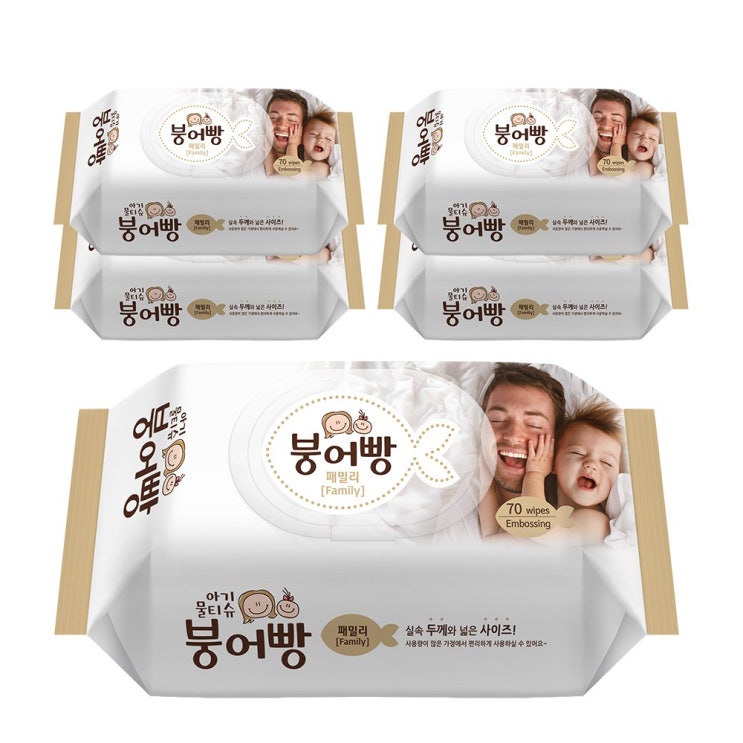 최근 많이 팔린 붕어빵 아기 물티슈 패밀리 고평량 50gsm 캡형 70매 유아물티슈, 5팩 좋아요 최근 많이 팔린 붕어빵 아기 물티슈 패밀리 고평량 50gsm 캡형 70매 유아물티슈, 5팩 좋아요